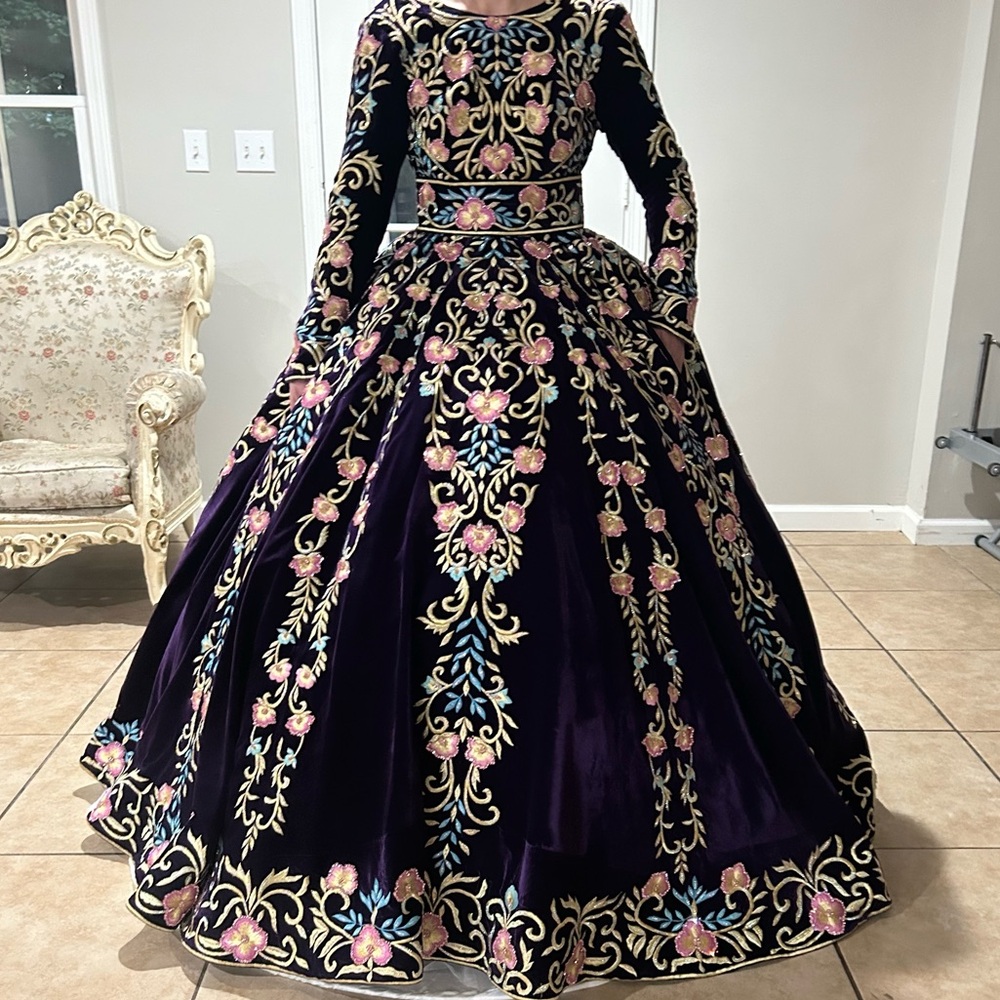 Elegant Floral Embroidered Gown